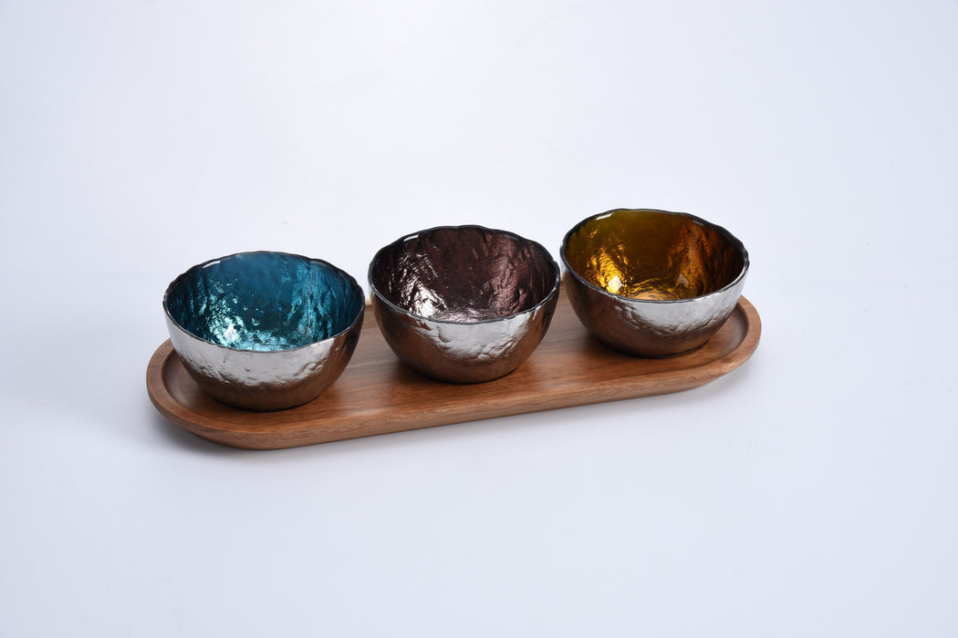 Pampa Bay Get Gifty Set of 3 Colored Glass Bowls on Tray - La Belle Table - PB012