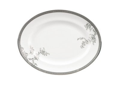 Wedgwood Vera Wang Lace Platinum Oval Dish 35cm - La Belle Table - 50127203001