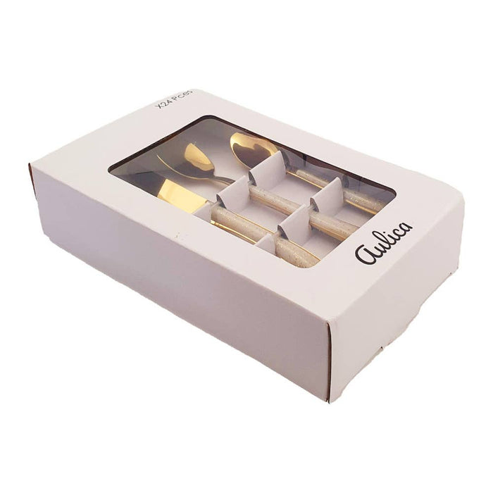 Aulica 24-piece gold cutlery set with glitter handles