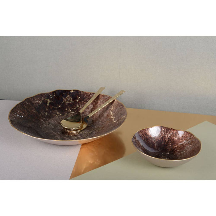 Aulica Brown Bowl with Gold Rim 20cm