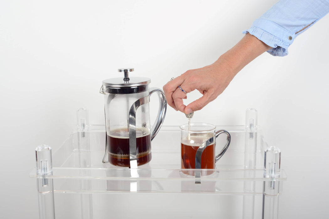 Aulica Glass Coffee Cups With Silver Metal Decoration - Set of 2