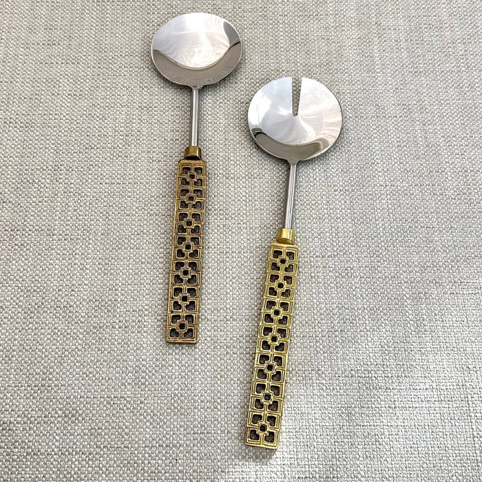 Gold Cut-Out Handle & Stainless Steel Salad Servers,Set of 2