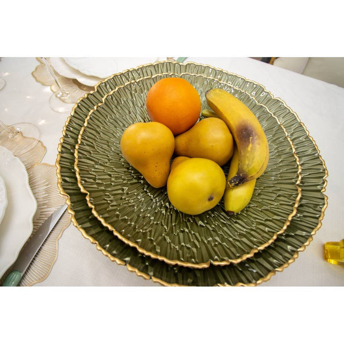 Aulica Green salad bowl with gold rim