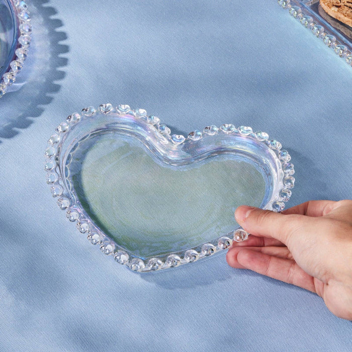 Karaca Rory Heart Glass Side Plate, 18cm, Clear: Luster