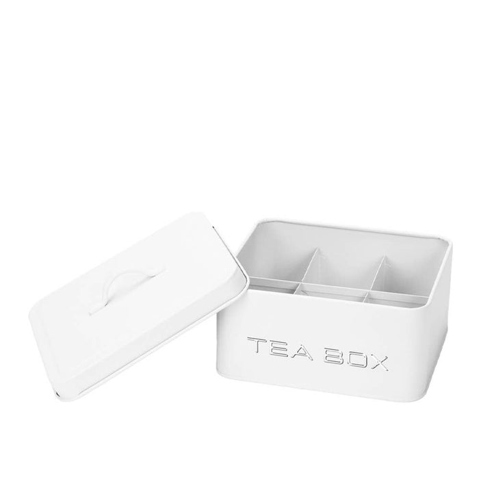 Aulica White and Silver 6-Compartment Tea Box 18x15.5x8cm