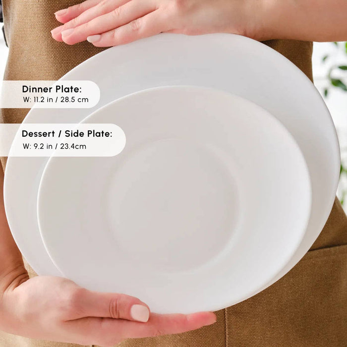 Karaca White Pure 24-Piece Opal Glass Dinner Set for 6 People, White: Whıte01