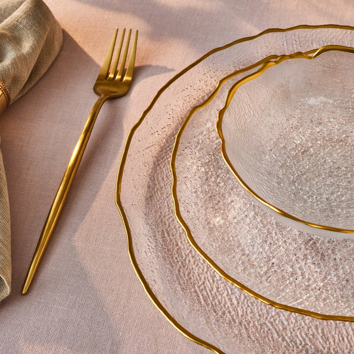 Karaca Milanda 12-Piece Glass Dinner Set for 4 People, Gold: Colorless