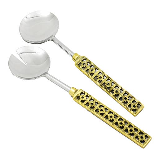Gold Cut-Out Handle & Stainless Steel Salad Servers,Set of 2