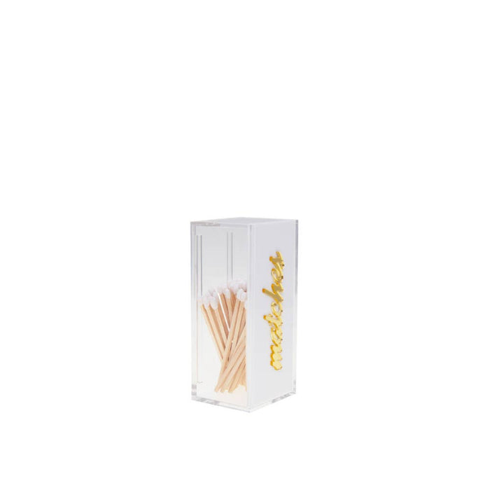 Aulica White and Gold Matchbox 5.5x5.5x12cm