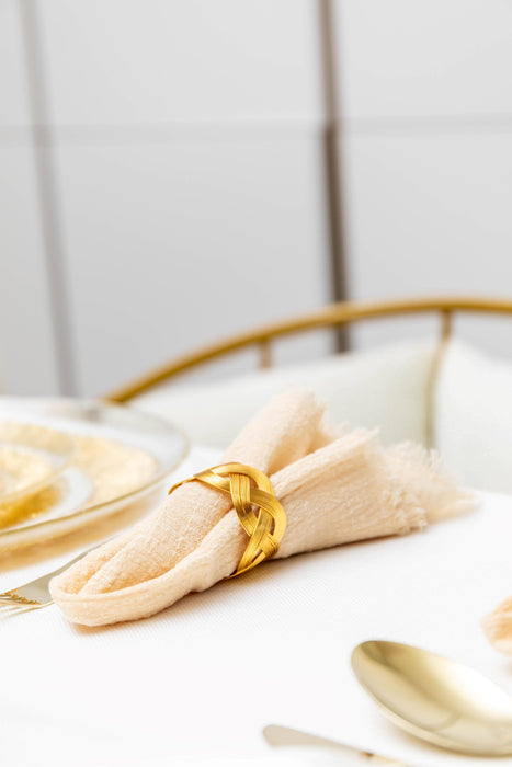Aulica Set of 4 Golden Braided Napkin Rings