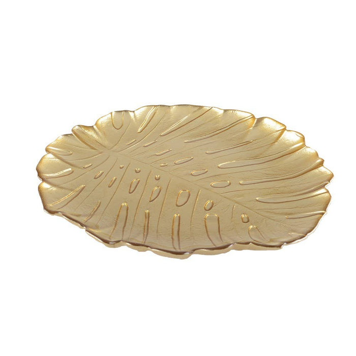 Aulica Large gold leaf glass dish 27x25.5x2.5cm