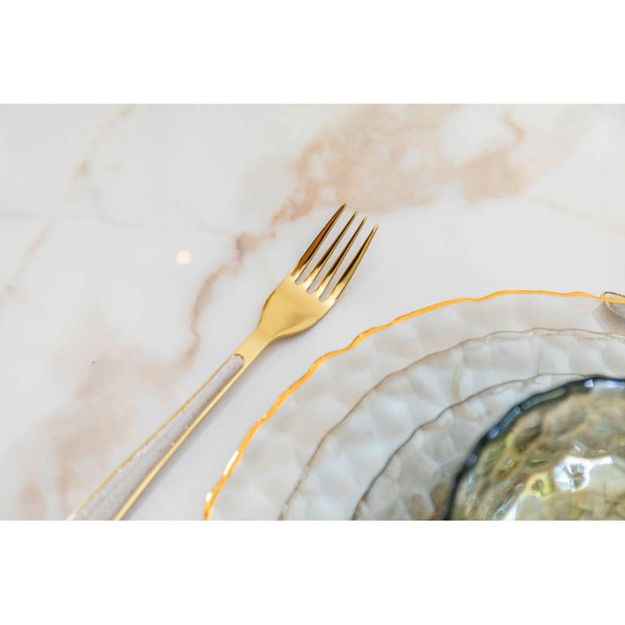 Aulica 24-piece gold cutlery set with glitter handles