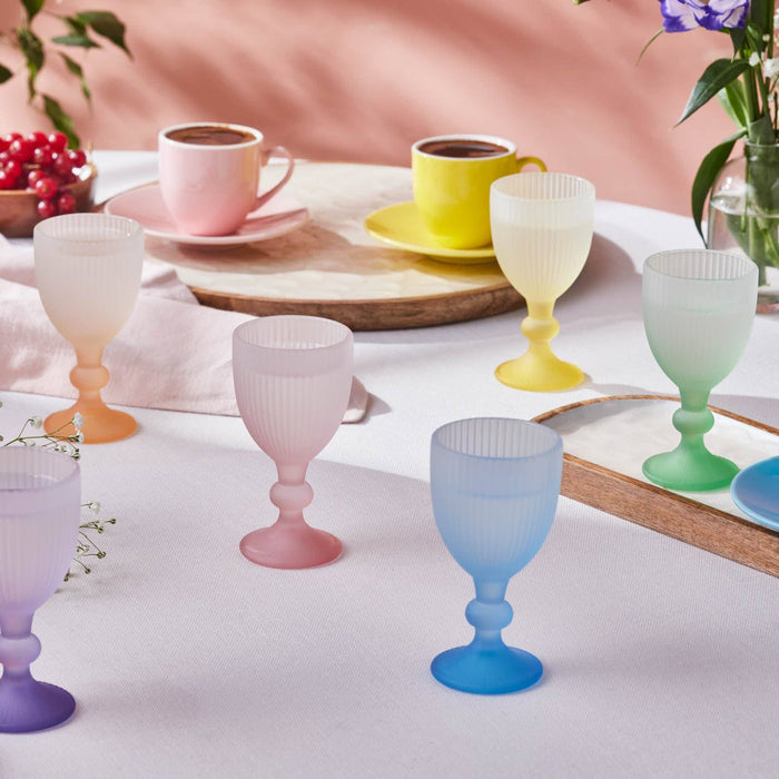Karaca Rocco 6-Piece Small Water Glass for 6 People, 60ml, Multi: MULTICOLOR