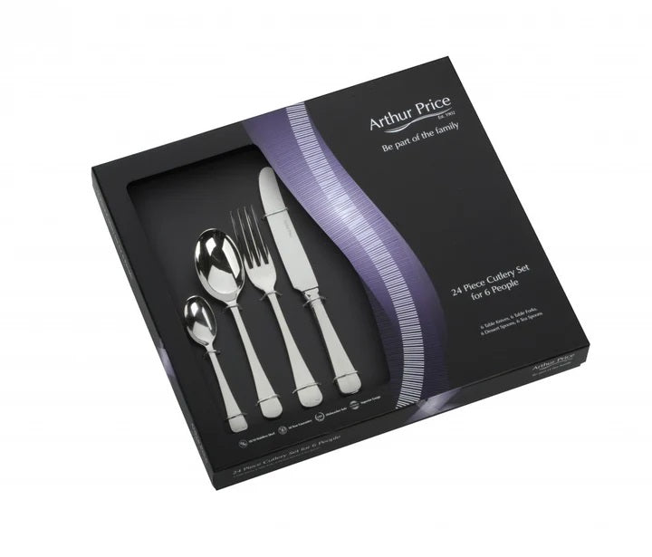 Arthur Price Classics Rattail 24 pc Boxed Set 6 Person Place Setting