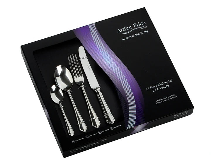 Arthur Price Classics Dubarry 24 pc Boxed Cutlery Set 6 Person Place S ...