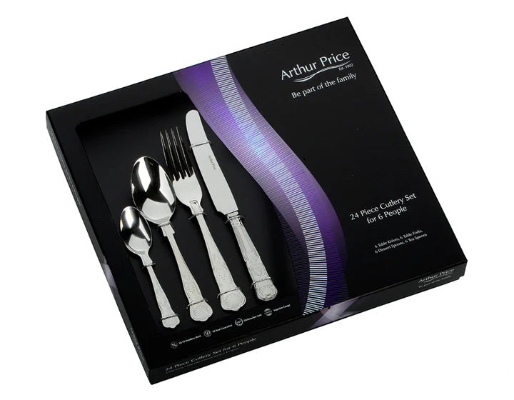 Arthur Price Classics Kings 24 pc Boxed Set 6 Person Place Setting