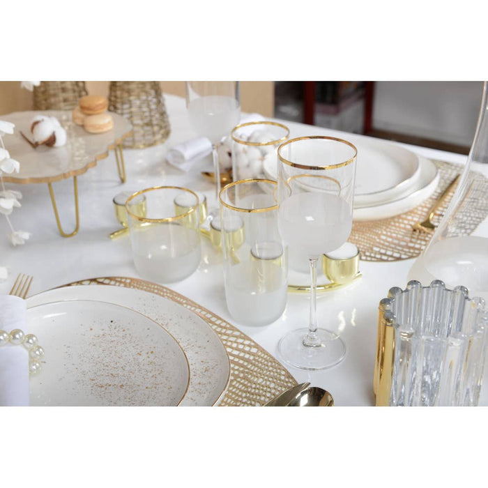 Aulica Nish Tall Water Glasses with Gold Rim - Set of 6