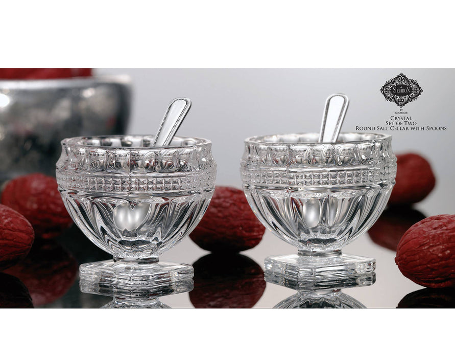 Godinger Round Salt Cellar Pair heritage: Non Leaded Crystal