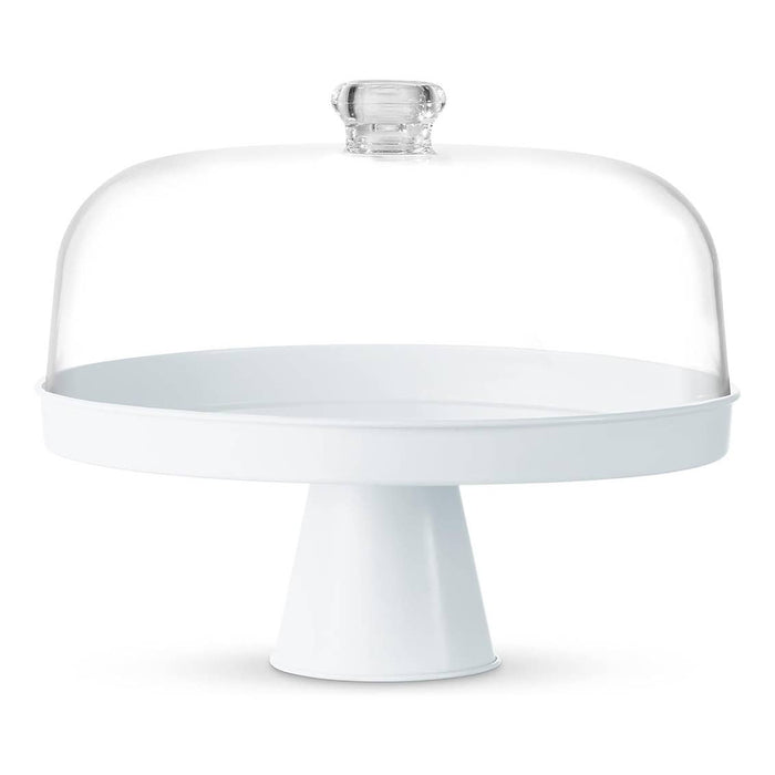 Godinger Acrylic Lid with Galvanized White Cake Stand