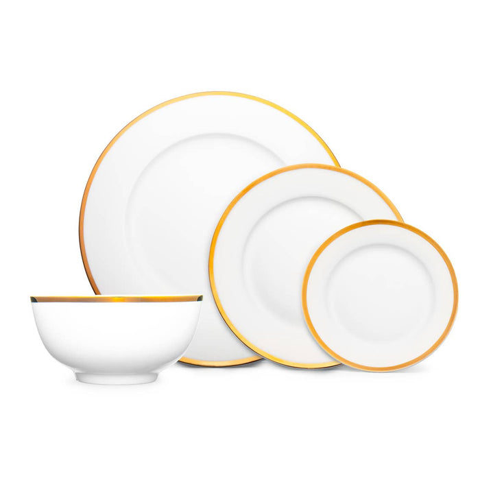 Godinger Gold Band Bone China 16 Piece Dinner Set - Service for Four