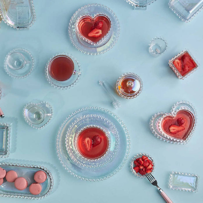 Karaca Rory Heart Glass Side Plate, 18cm, Clear: Luster