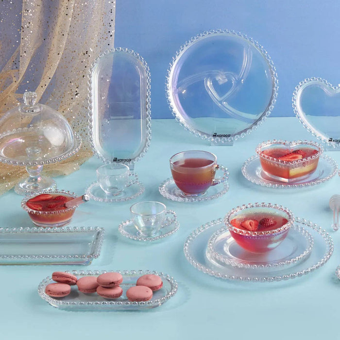 Karaca Rory Heart Glass Side Plate, 18cm, Clear: Luster