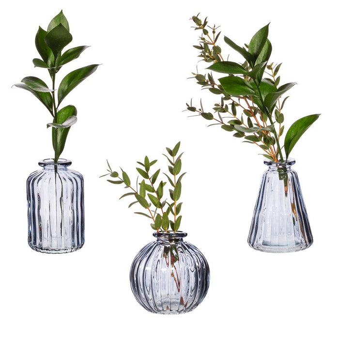 Sass & Belle Grey Glass Bud Vases -  Set of 3