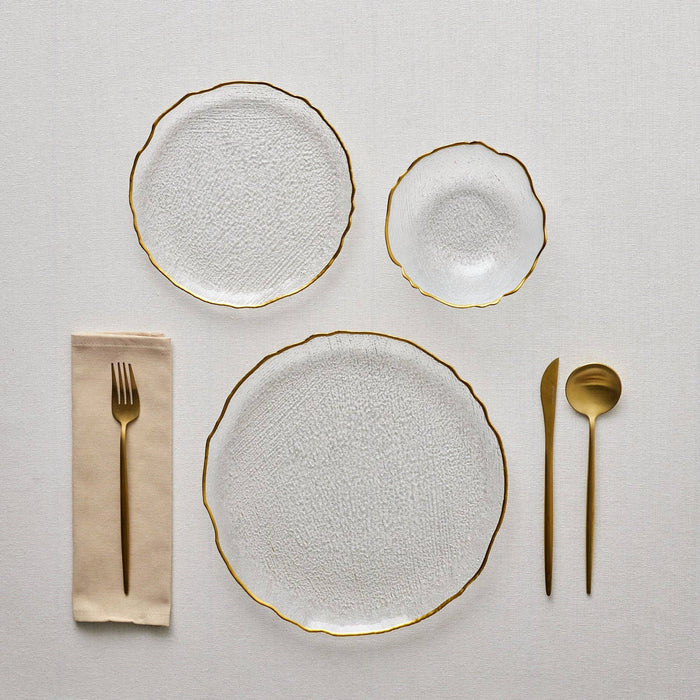 Karaca Milanda 12-Piece Glass Dinner Set for 4 People, Gold: Colorless