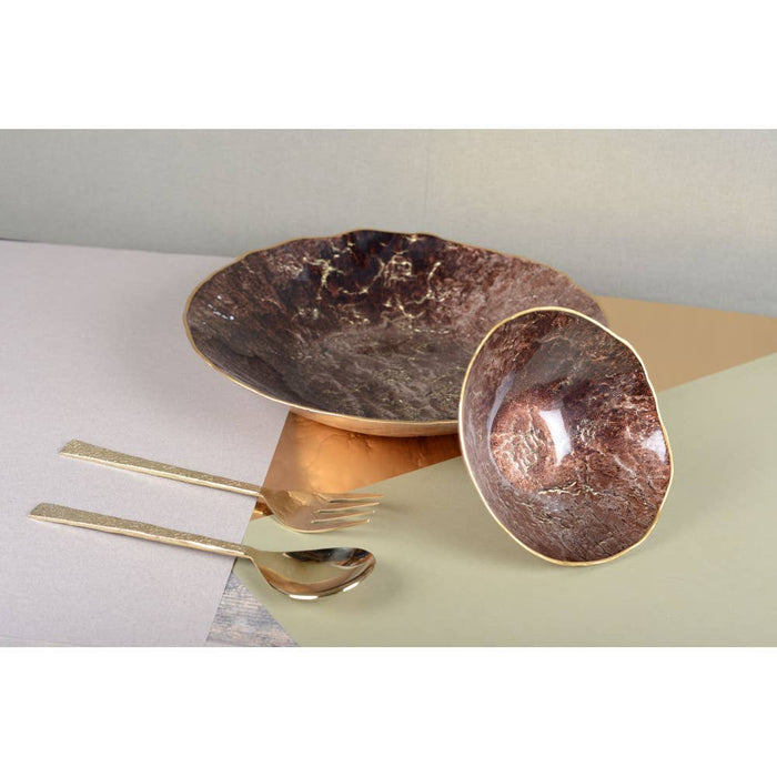 Aulica Brown Bowl with Gold Rim 20cm
