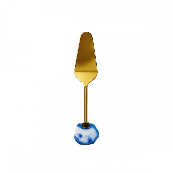 Aulica Golden pie server with blue agate stone