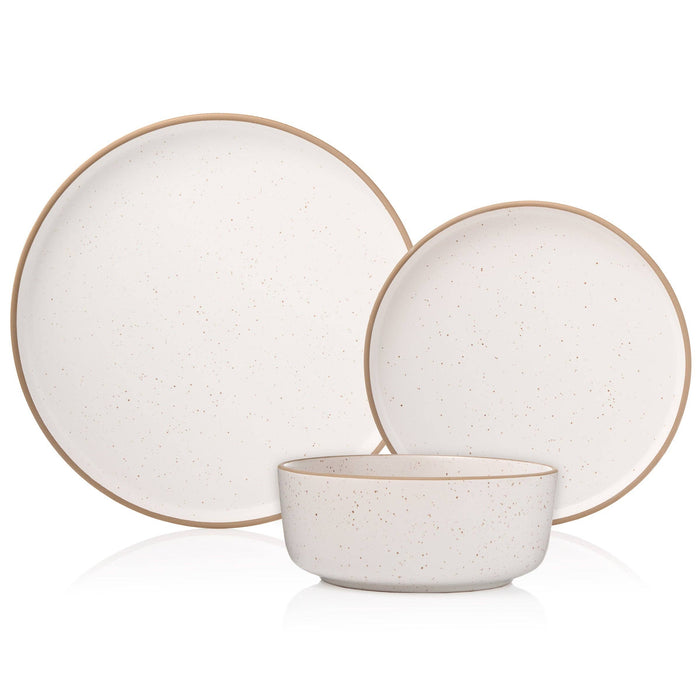 Godinger Inwood White Speckled Stoneware 12 Piece Dinnerware Set, Service for 4