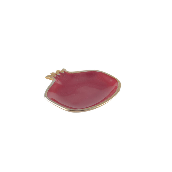 Aulica Red pomegranate dish with golden edges 11x11x1.5cm