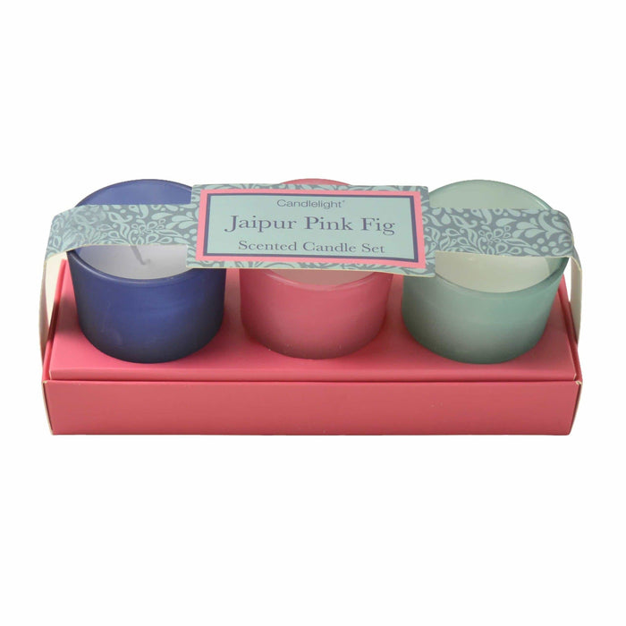 Jaipur Pink Fig Set of 3 Mini Votives Candles in Gift Box