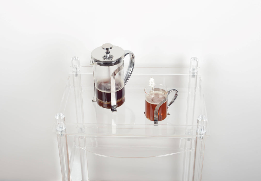 Aulica Glass Coffee Cups With Silver Metal Decoration - Set of 2