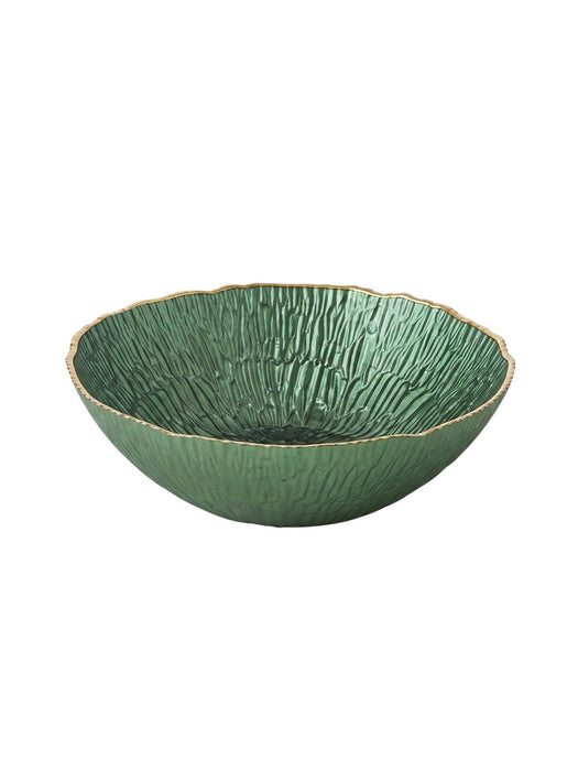 Aulica Emerald Green Coupe with Gold Rim 23 cm