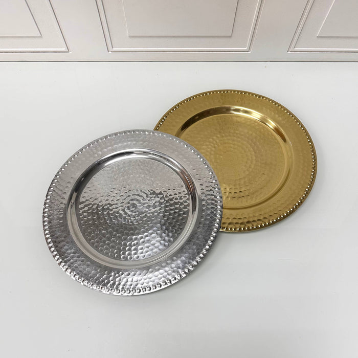 Gilded Hammered Beaded Charger