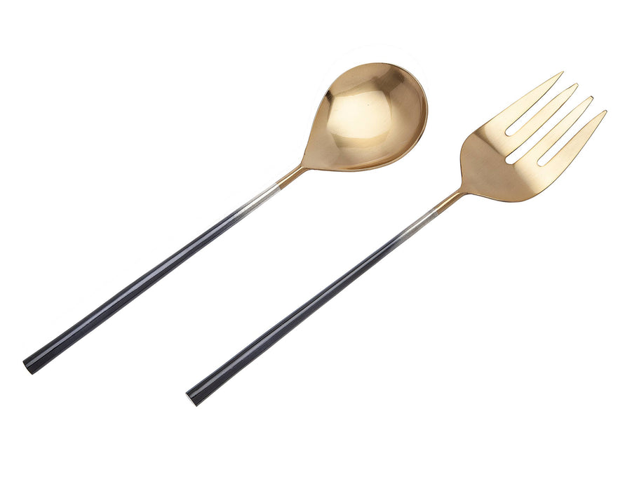 Godinger Two Piece Ombre Salad Server Set: Ombre Blk / Stainless Steel