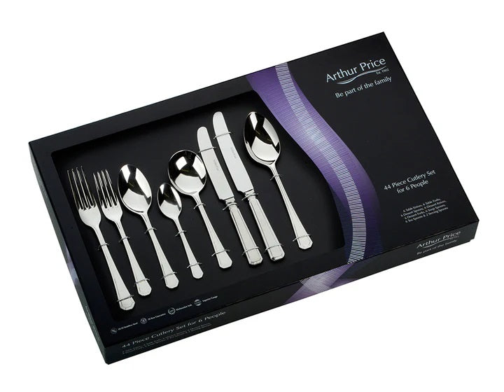 Arthur Price Classics Grecian 44 pc Boxed Cutlery Set 6 Person Place Setting