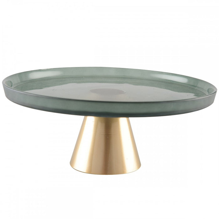 Aulica Green Plate on Gold Foot - La Belle Table - 458917