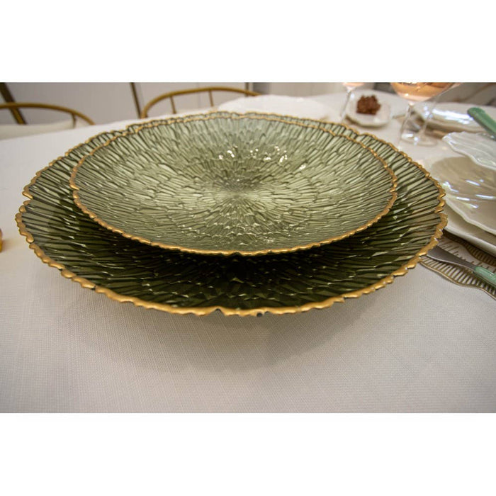Aulica Green salad bowl with gold rim