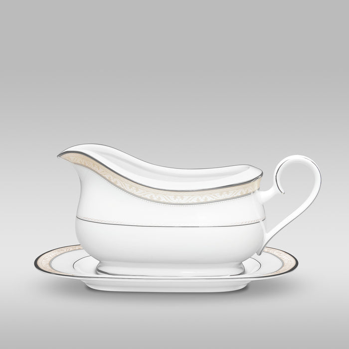 Noritake Montvale Platinum Gravy Boat W/Saucer