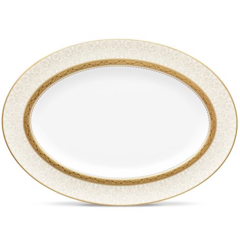 Noritake Odessa Gold Oval Platter Medium - La Belle Table - 4874 - 413