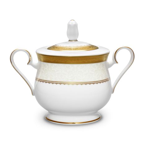 Noritake Odessa Gold Sugar Bowl with Cover - La Belle Table - 4874 - 425