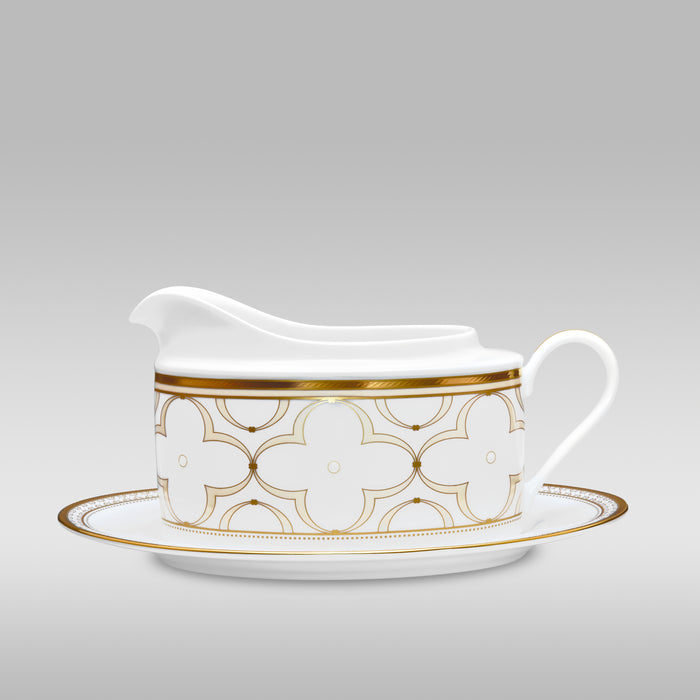 Noritake Trefolio Gold Gravy Boat W/Saucer