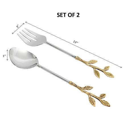 Gold Leaf Bud Salad Servers, Set of 2