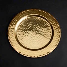 Gilded Hammered Beaded Charger