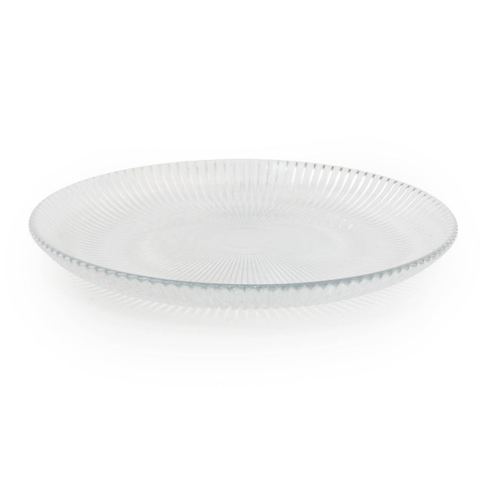 Clear Glass Plate Ridged Lines 21cm 4PK