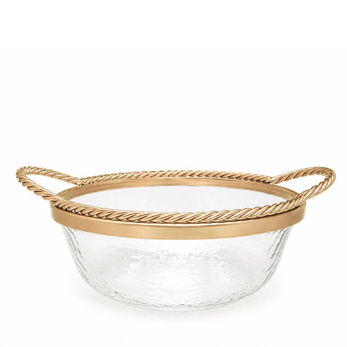 Aulica Glass Bowl with Gold Metal Rope Rim