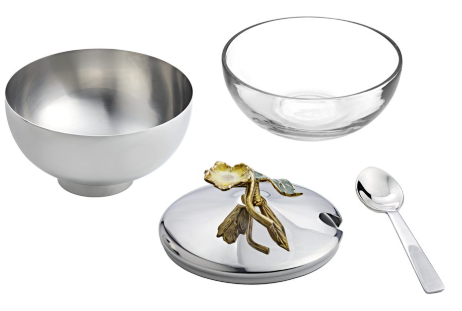 Godinger Hellebore Covered Dish with Spoon