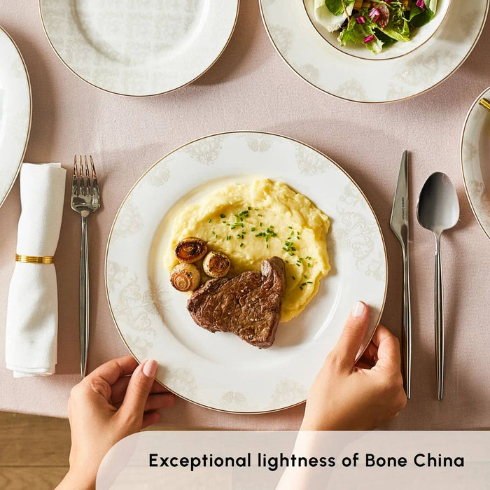 Karaca Elegance Bone China Siena 53-Piece Dinner Set for 12 People, Gold: Gold